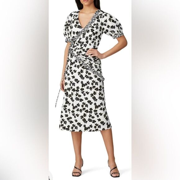 Love, Whit by Whitney Port Floral Wrap Midi Dress Size Medium NWT - Picture 1 of 8